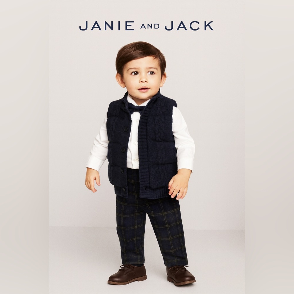 🛍️SALE🛍️ Janie and Jack Navy Blue Cable Knit Cotton Vest